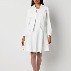 Evan Picone Classic White Blazer And Dress Suit Set